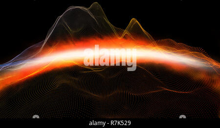Abstract sfondo con montagne digitali di punti e colori. 3d illustrazione Foto Stock