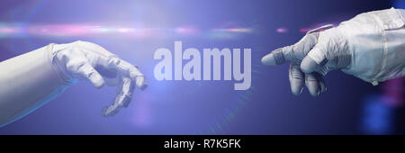 Astronauta mani nello spazio esterno, tuta guanti Foto Stock