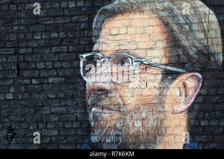 Liverpool manager Jurgen Klopp street art creato dall'artista Akse su Jordan Street off Jamaica Street, Liverpool. Foto Stock