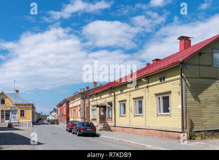 Rauma, Finlandia. Storici edifici in legno in Vanha Rauma (Città Vecchia), Rauma, Satakunta, Finlandia Foto Stock