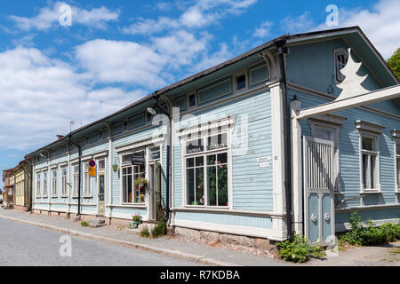 Rauma, Finlandia. Storici edifici in legno in Vanha Rauma (Città Vecchia), Rauma, Satakunta, Finlandia Foto Stock