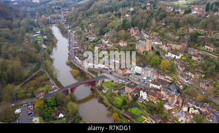 Vista aerea di Ironbridge nello Shropshire Regno Unito DAVE BAGNALL FOTOGRAFIA Foto Stock