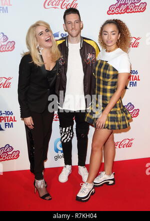 Paloma fede, Sigala e Ella Eyre al capitale di Jingle Bell Ball con Coca-Cola durante il giorno due al O2, Penisola Square. Foto Stock