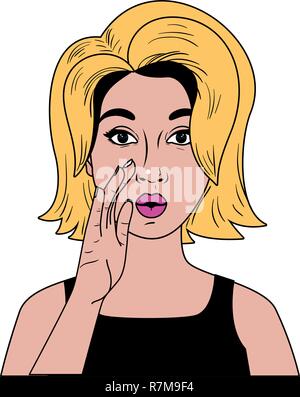 woman telling a secret avatar character Illustrazione Vettoriale