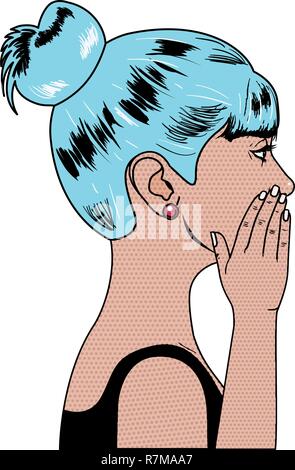 woman telling a secret avatar character Illustrazione Vettoriale