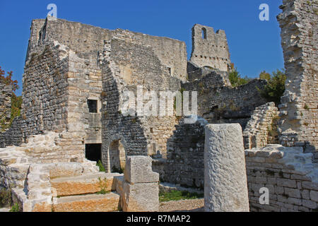 Dvigrad è una città medievale che è stato dato a causa di pestilenze. Le rovine sono ancora oggi impressionanti. Foto Stock