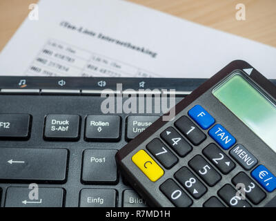 Onlinebanking Tan-Generator Foto Stock