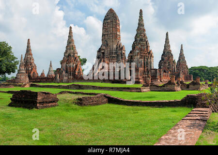 Wat Chaiwatthanaram tempio, Sito Patrimonio Mondiale dell'Unesco, Ayutthaya, Thailandia Foto Stock