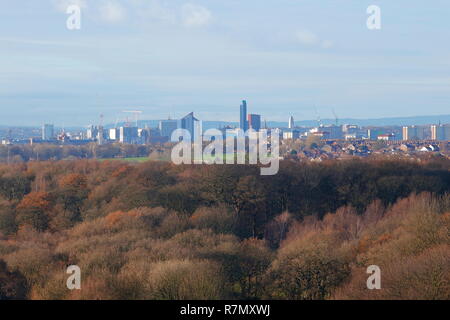 Leeds skyline da Temple Newsam Foto Stock