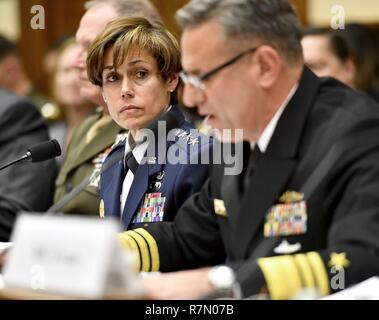 Lt. Gen. Gina Grosso, il Vice Capo di Gabinetto per Manpower, personale e servizi, testimonia davanti alla casa Comitato delle Forze Armate sul Social Media Le politiche per i servizi militari Marzo 21, 2017 a Washington D.C. Con lei erano omologhi di servizio e la recitazione Sotto Segretario della Difesa per il personale e la disponibilità, dall'Ufficio del Segretario della Difesa. Foto Stock