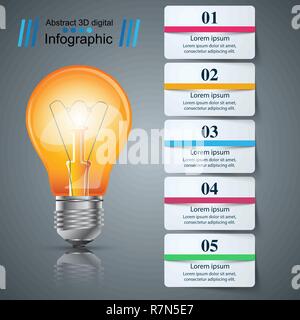 Buld, luce - carta business Una infografica. Illustrazione Vettoriale