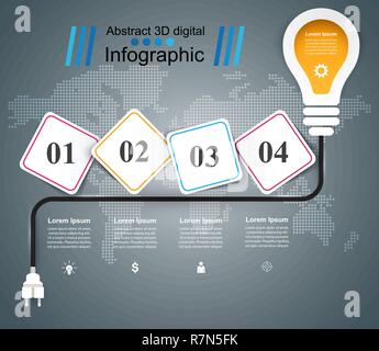 Buld, luce - carta business Una infografica. Illustrazione Vettoriale