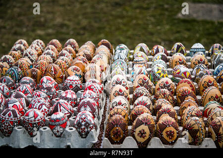 Dipinto di uova di Pasqua, Bucarest, museo del villaggio, Romania Foto Stock