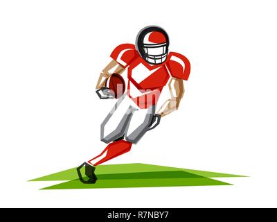 Giocatore di football americano di poligoni illustrazione vettoriale Illustrazione Vettoriale