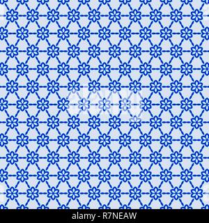 Con motivi floreali blu Trellis astratto Foto Stock