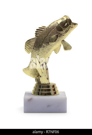 Vincente il pesce d'oro del Trofeo isolati su sfondo bianco. Foto Stock