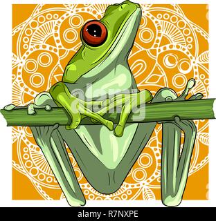 Illustrazione di un cartone animato rana verde disegno vettoriale Illustrazione Vettoriale