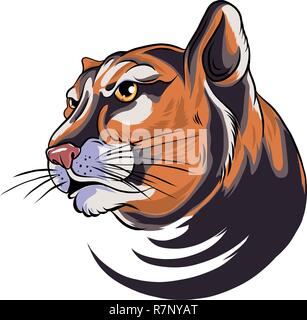Illustrazione di Cougar Panther testa mascotte vettore grafico Illustrazione Vettoriale