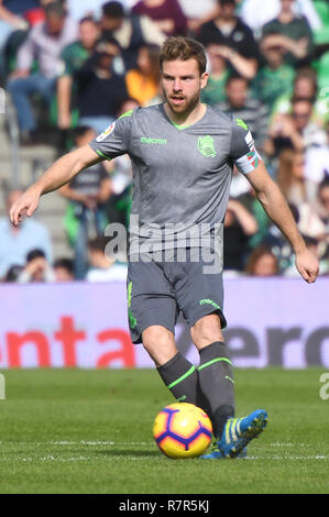 SEVILLA, 02-12-2018. Primera Division campionato spagnolo. LaLiga. Estadio Benito Villamarin. Asier Illarramendi (Real Sociedad) durante il gioco Real Betis - Real Sociedad. Foto Stock