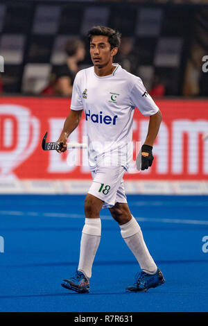 Bhubaneswar, India. 11 dic 2018. Hockey Odisha uomini di Coppa del Mondo di Bhubaneswar 2018. Luogo: Kalinga Stadium. Muhammad Atiq durante il gioco il Belgio vs Pakistan. Credito: Pro scatti/Alamy Live News Foto Stock