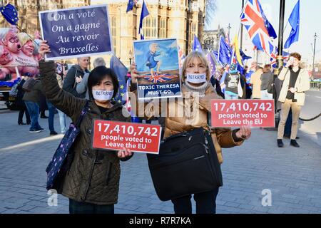 11 dicembre, 2018. Pro Brexit sostenitori dimostrare il giorno che una significativa Brexit votazione era stata programmata.La votazione è stata rinviata.Case del Parlamento,London.UK Credit: Michael melia/Alamy Live News Foto Stock