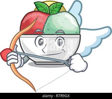 Cupido sorbetto gelato nella tazza di cartoon Illustrazione Vettoriale