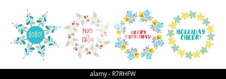 Ghirlanda di Natale rami di pino, stella decorate. Illustrazione Vettoriale Illustrazione Vettoriale