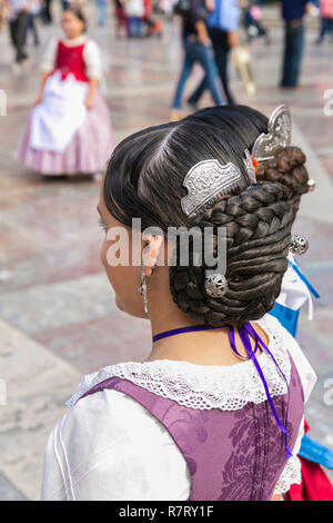 Costumi regionali. Plaza de la Virgen Square. Valencia. Comunidad Valenciana. Spagna Foto Stock