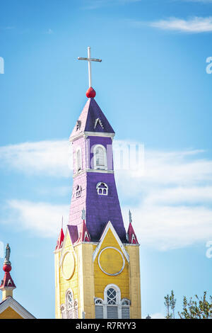 Chiesa di San Francisco - Torre di Castro, Isola di Chiloe, Cile Foto Stock