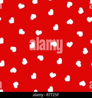 Modello senza giunture per il giorno di San Valentino. Carino disegnato a mano cuori su sfondo rosso Foto Stock