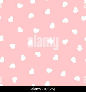 Modello senza giunture per il giorno di San Valentino. Carino disegnato a mano cuori su sfondo rosa Foto Stock
