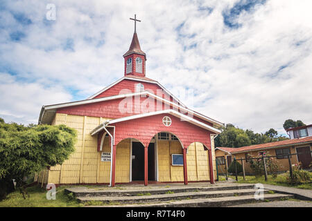 Il Templo Parroquial San Pio X Chiesa - Ancud, Isola di Chiloe, Cile Foto Stock