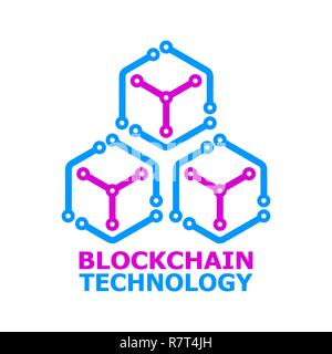 Vettore Blockchain colorato elemento del logo su sfondo bianco. Illustrazione Vettoriale