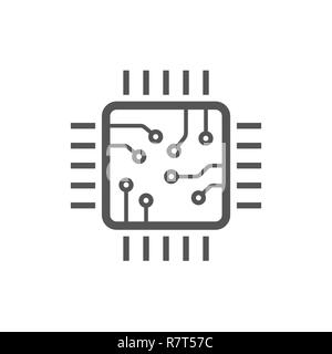 Chip isolati icona minima. Linea di processori icona vettore per siti web e mobile in stile minimalista design piatto. Corsa modificabile Illustrazione Vettoriale