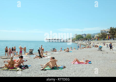 Spiaggia, Yalta, Crimea, Ucraina Foto Stock