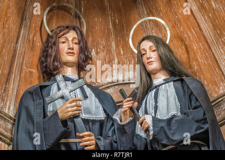 Statue, Sao Francisco de Assis Chiesa, Sao Joao del Rey, Minas Gerais, Brasile Foto Stock