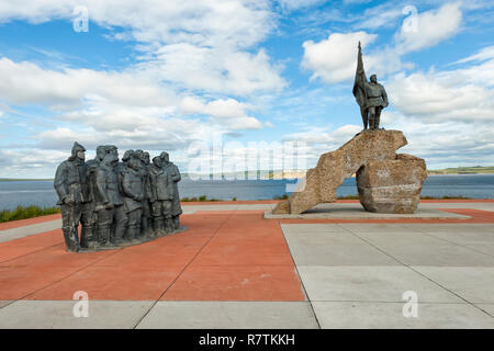 Monumento al primo Revkom, primi comitati rivoluzionari, Anadyr, Chukotka Okrug autonomo, Russia Foto Stock