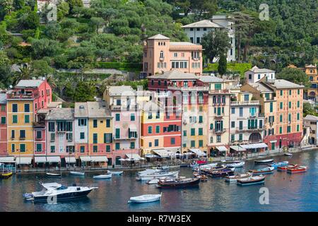 L'Italia, Liguria, parco naturale di Portofino, il villaggio di Portofino Foto Stock