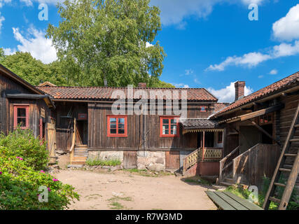 Artigianato Luostarinmäki Museum, un'area di 200 anni di vecchi edifici in legno che è sopravvissuto il fuoco del 1827, Turku, Finlandia Foto Stock