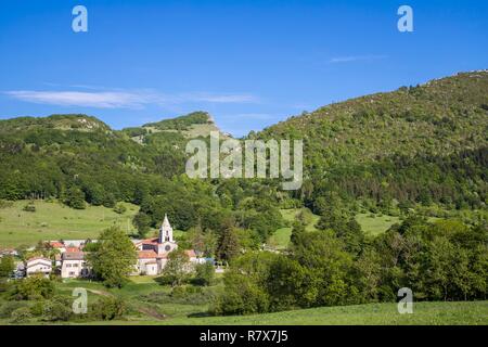 Francia, Drome, riserva naturale regionale del Vercors, abbazia cistercense di Sainte Marie de Leoncel del XI secolo Foto Stock