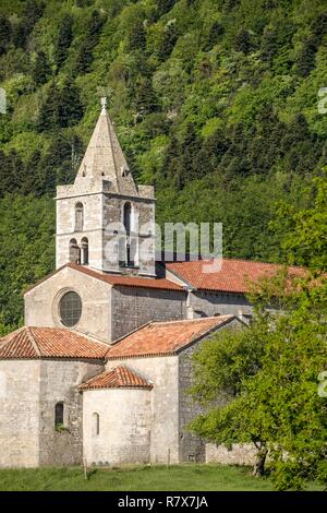 Francia, Drome, riserva naturale regionale del Vercors, abbazia cistercense di Sainte Marie de Leoncel del XI secolo Foto Stock