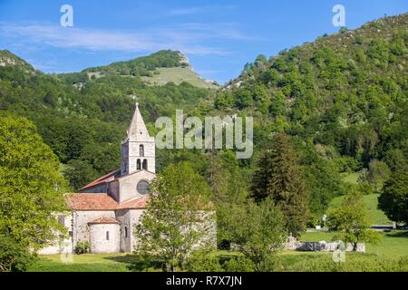 Francia, Drome, riserva naturale regionale del Vercors, abbazia cistercense di Sainte Marie de Leoncel del XI secolo Foto Stock