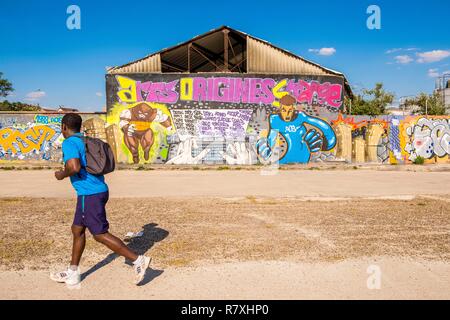 Francia, Seine Saint Denis, Aubervillers, i bordi del canale di Saint Denis, Arte di strada Foto Stock