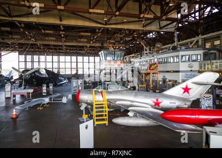 Stati Uniti, New Jersey, Rio Grande, Naval Air Station Wildwood Aviation Museum, anni cinquanta era Mig sovietici-15 jet da combattimento Foto Stock