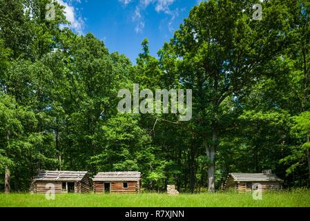 Stati Uniti, New Jersey, Morristown, Morristown National Historical Park, Jockey cava, winter camp e cabine sito utilizzata dai soldati americani durante la guerra rivoluzionaria americana Foto Stock