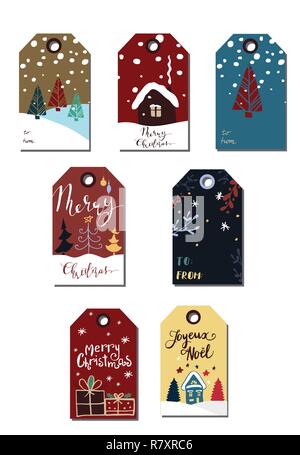 Etichette di Natale carino collection Illustrazione Vettoriale
