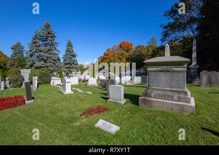 Canada, Provincia di Quebec, Montreal, patrimonio religioso, Mount Royal, cimitero ebraico Shaerith Israele o lo spagnolo e il portoghese cimitero Foto Stock