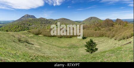 Francia, Puy de Dome, zona elencata come patrimonio mondiale dall' UNESCO, Orcines, Chaine des Puys, parco naturale regionale dei vulcani di Auvergne, Puy des Goules vulcano Foto Stock