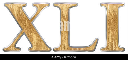 Numero romano XLI, unus et quadraginta, 41, Forty One, isolato su sfondo bianco, 3D render Foto Stock