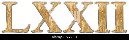 Numero romano LXXII, duo et septuaginta, 72, settantadue, isolato su sfondo bianco, 3D render Foto Stock